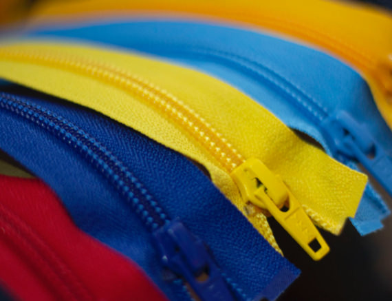Close up of zips